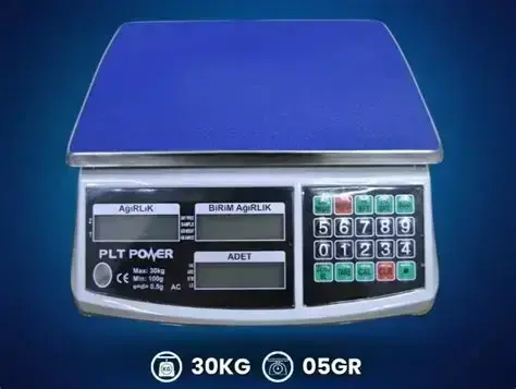 PLT Power Dijital Terazi – 30 kg / 0.5 gr  Endüstriyel Sayım Terazisi – PLT Power 30 kg  PLT Power Tartım ve Sayım Terazisi – Yüksek Hassasiyetli